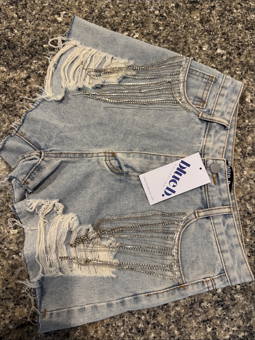Blue B Collection Light Wash Denim Shorts